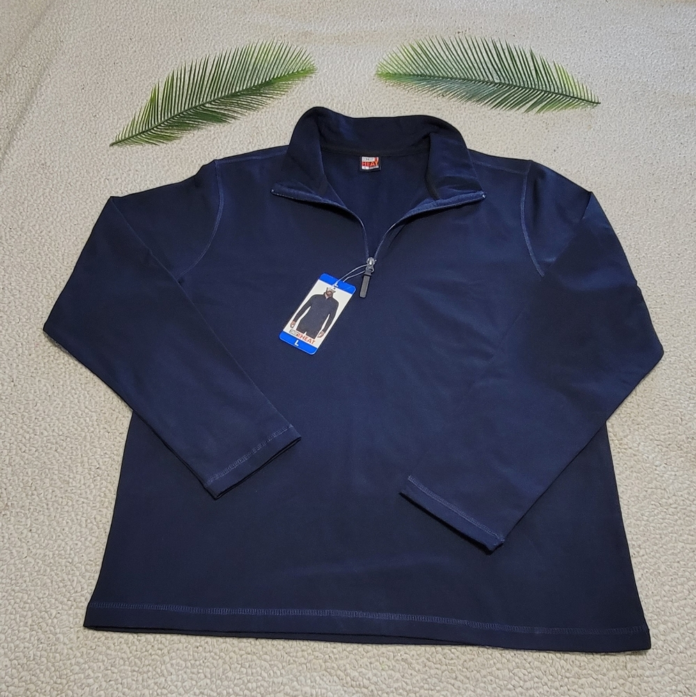 32 Heat Stormy Night Blue Half Zip Long‎ Sleeve Men Shirt Size L - Picture 5 of 13
